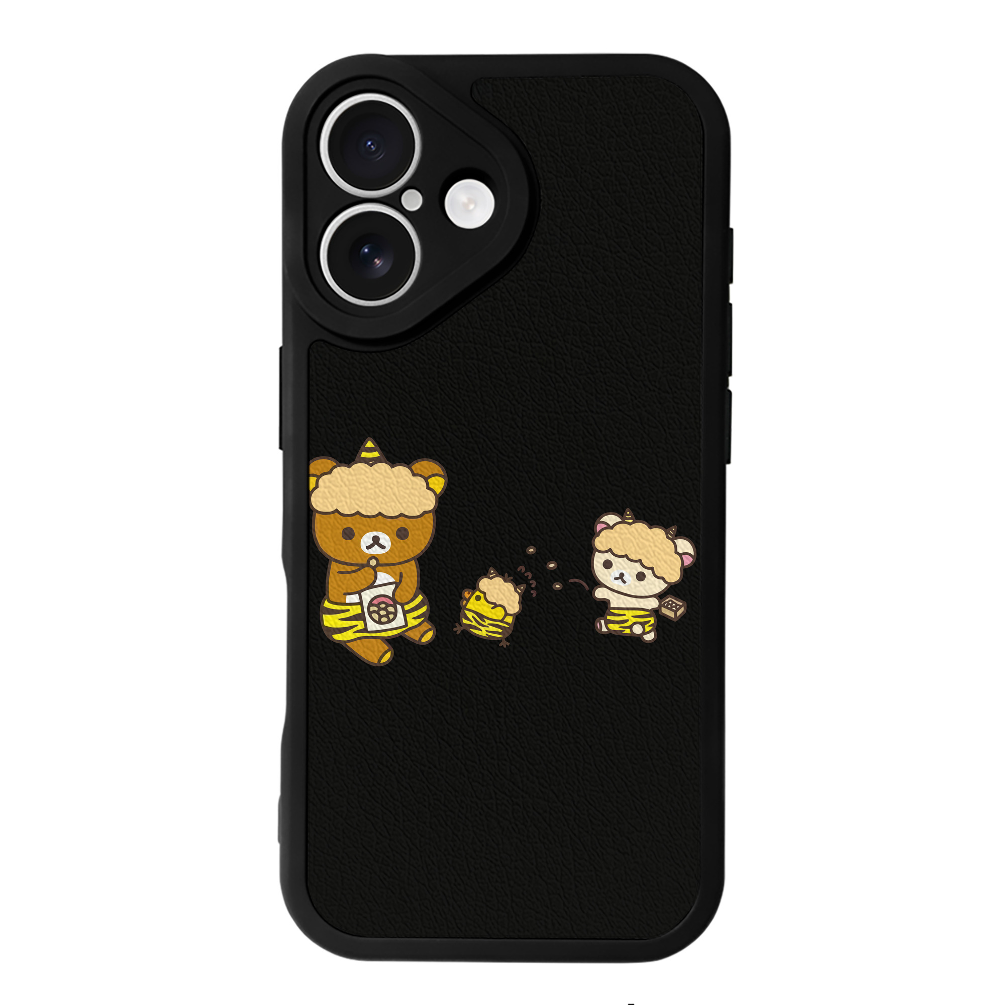 （画像用） リラックマ リラックマ キイロイトリ Rilakkuma Korilakkuma Kiiroitori 【iPhone 16シリーズ対応】シリコンスマホケース（レザー調） 材質：シリコン